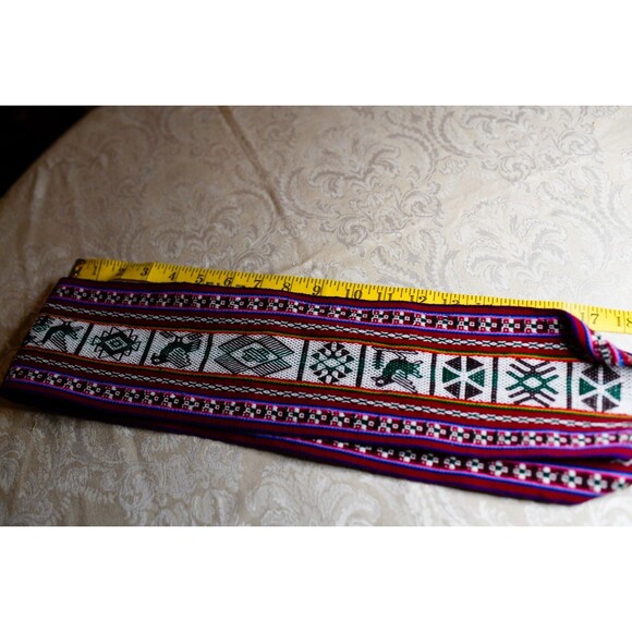 The Unique Textiles of Taquile Island in Lake Titicaca  Taquile Island Textile Traditional Calendar Belt - Peruvian Textile Baby Alpaca